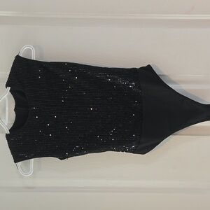 2/$10- Black sequined sleeveless bodysuit, size small